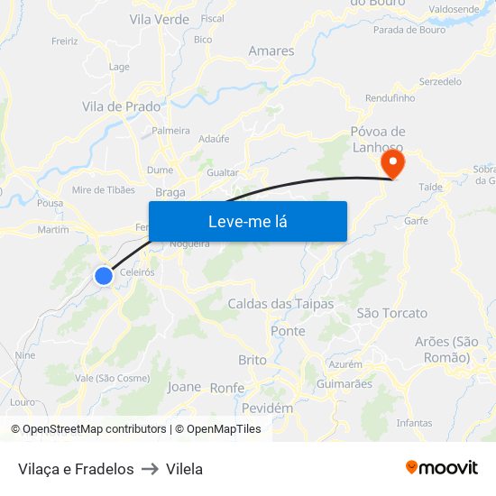 Vilaça e Fradelos to Vilela map