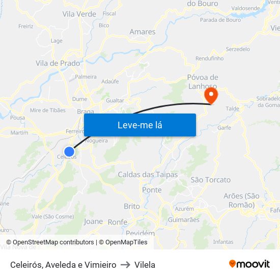 Celeirós, Aveleda e Vimieiro to Vilela map