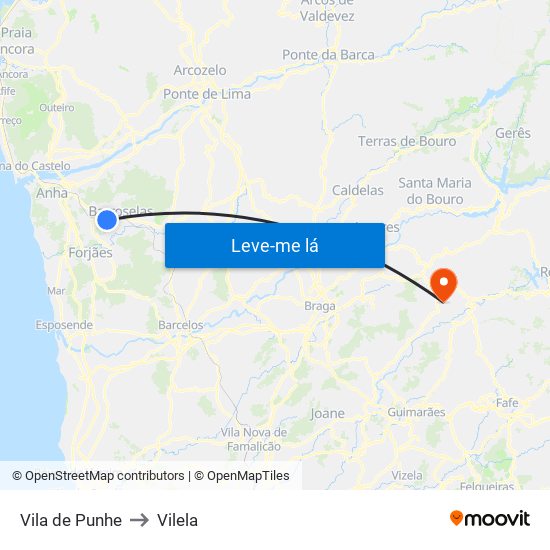 Vila de Punhe to Vilela map