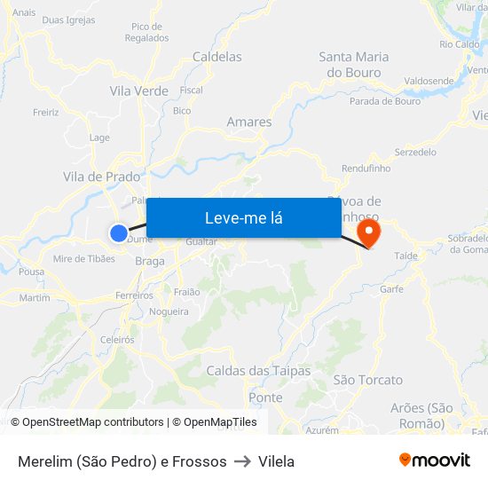 Merelim (São Pedro) e Frossos to Vilela map