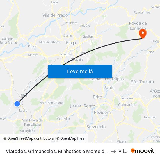 Viatodos, Grimancelos, Minhotães e Monte de Fralães to Vilela map