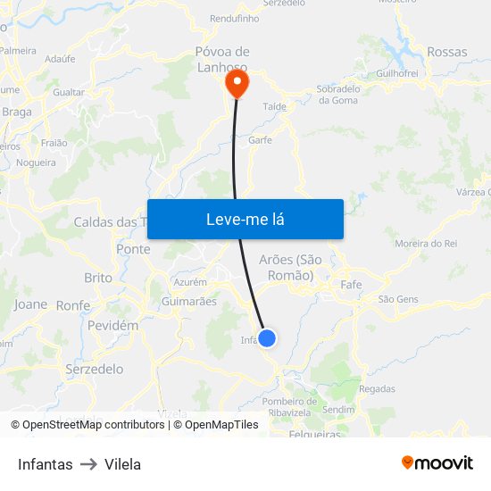 Infantas to Vilela map