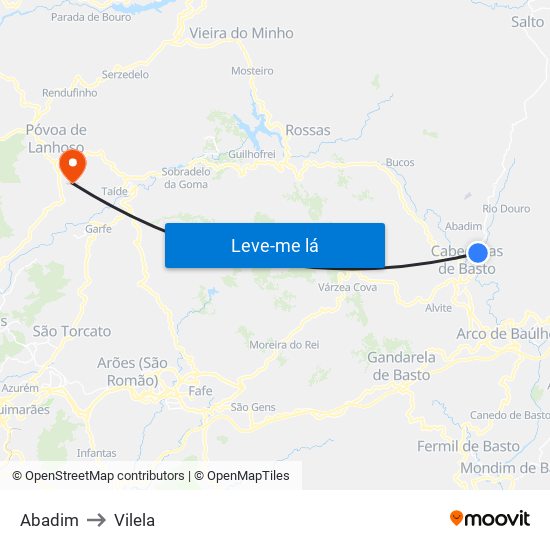 Abadim to Vilela map
