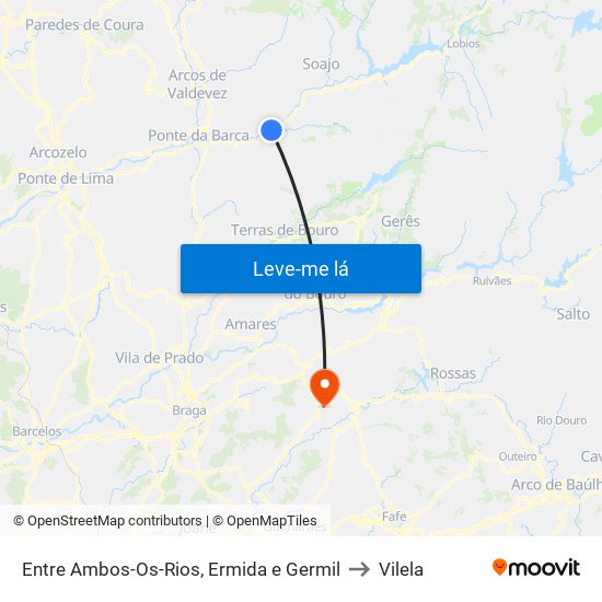 Entre Ambos-Os-Rios, Ermida e Germil to Vilela map