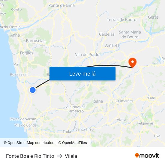 Fonte Boa e Rio Tinto to Vilela map