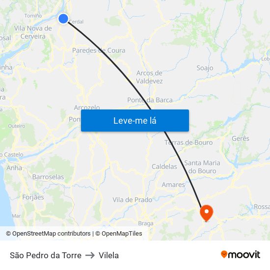 São Pedro da Torre to Vilela map