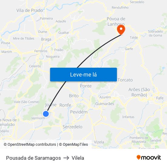 Pousada de Saramagos to Vilela map