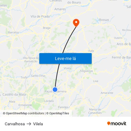 Carvalhosa to Vilela map