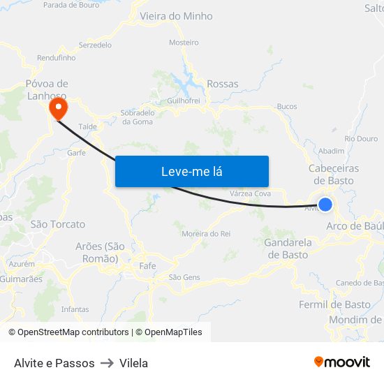 Alvite e Passos to Vilela map