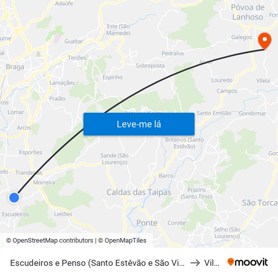 Escudeiros e Penso (Santo Estêvão e São Vicente) to Vilela map