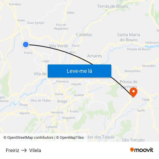 Freiriz to Vilela map