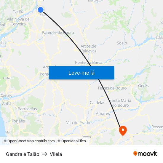 Gandra e Taião to Vilela map