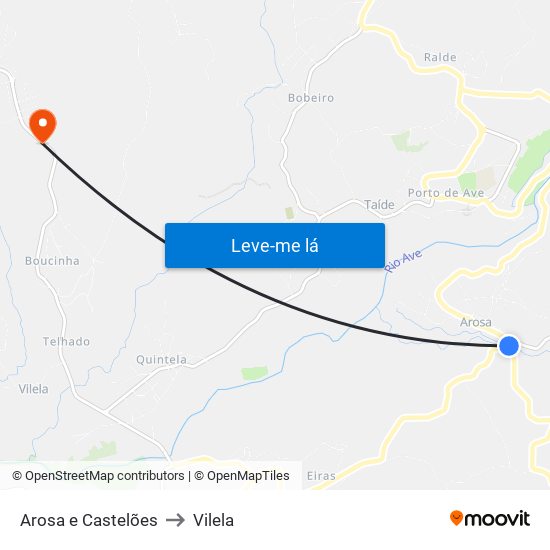 Arosa e Castelões to Vilela map