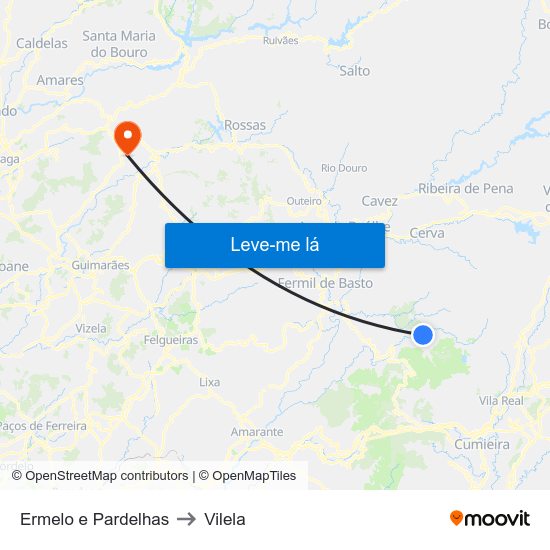 Ermelo e Pardelhas to Vilela map