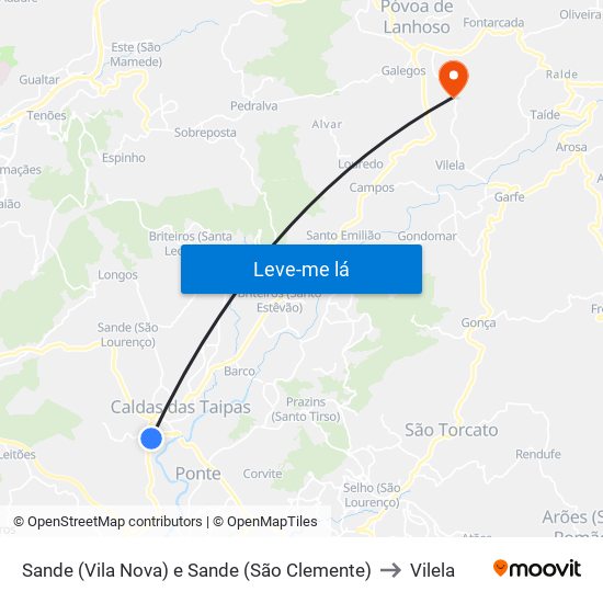 Sande (Vila Nova) e Sande (São Clemente) to Vilela map