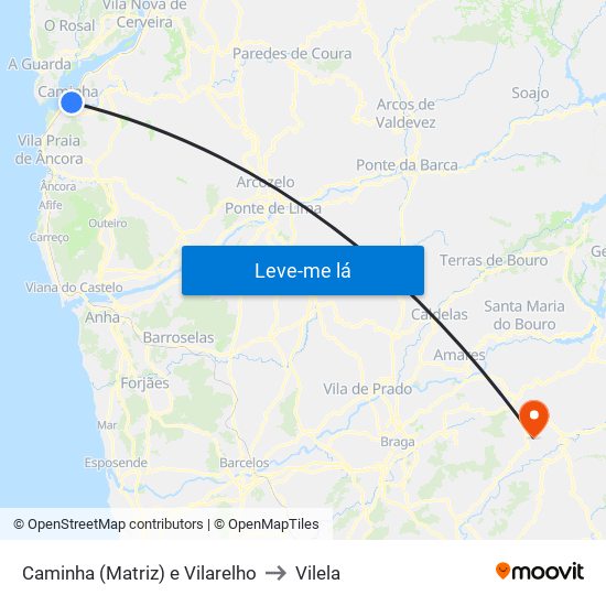 Caminha (Matriz) e Vilarelho to Vilela map