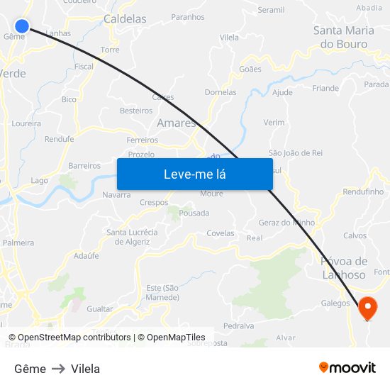 Gême to Vilela map