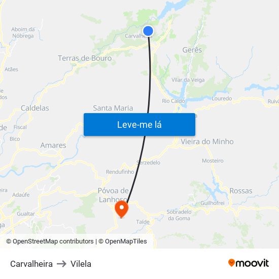 Carvalheira to Vilela map