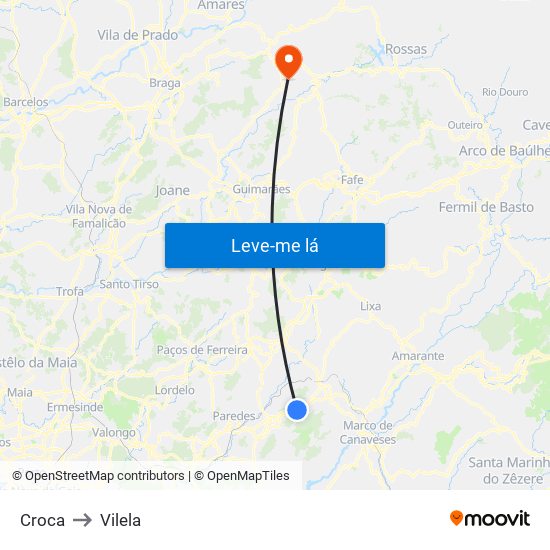 Croca to Vilela map