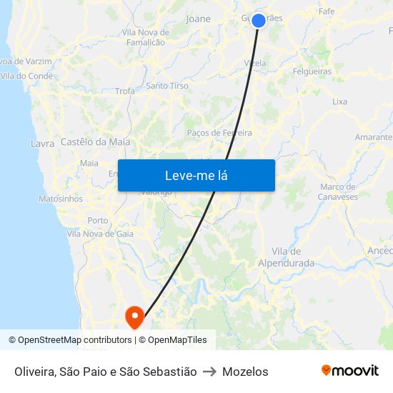 Oliveira, São Paio e São Sebastião to Mozelos map