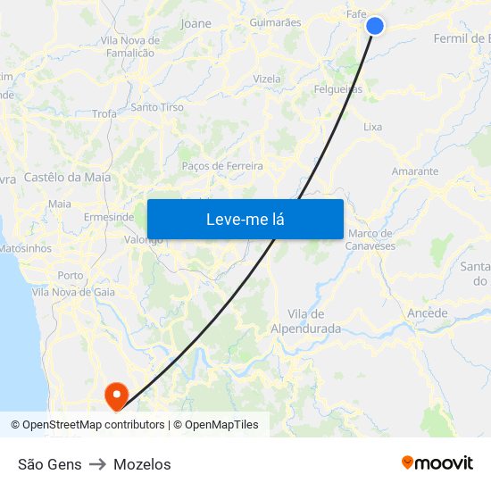 São Gens to Mozelos map