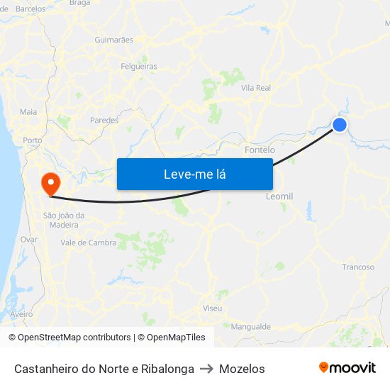 Castanheiro do Norte e Ribalonga to Mozelos map