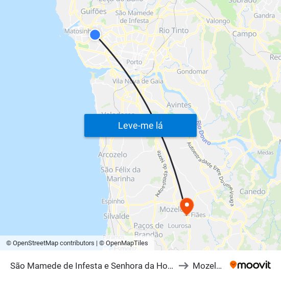 São Mamede de Infesta e Senhora da Hora to Mozelos map