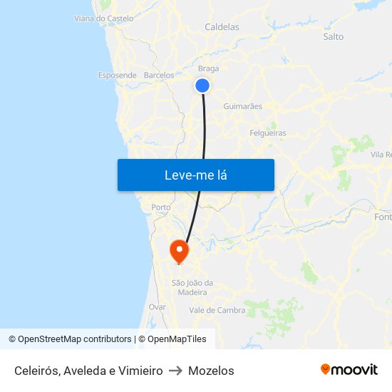 Celeirós, Aveleda e Vimieiro to Mozelos map