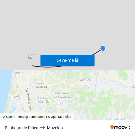 Santiago de Piães to Mozelos map