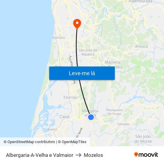 Albergaria-A-Velha e Valmaior to Mozelos map