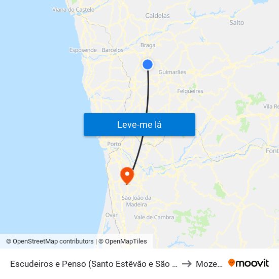 Escudeiros e Penso (Santo Estêvão e São Vicente) to Mozelos map