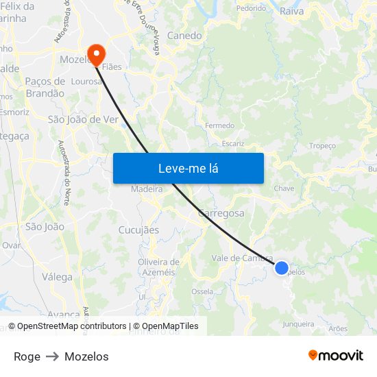 Roge to Mozelos map