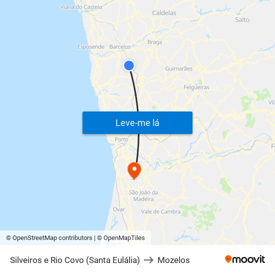 Silveiros e Rio Covo (Santa Eulália) to Mozelos map