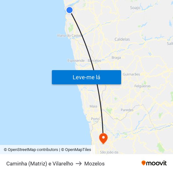 Caminha (Matriz) e Vilarelho to Mozelos map