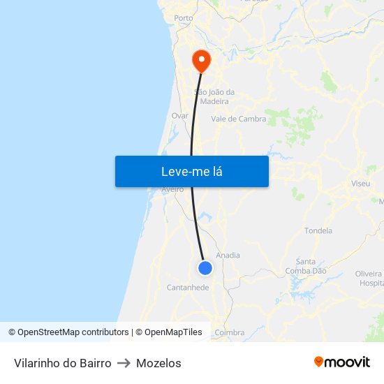 Vilarinho do Bairro to Mozelos map