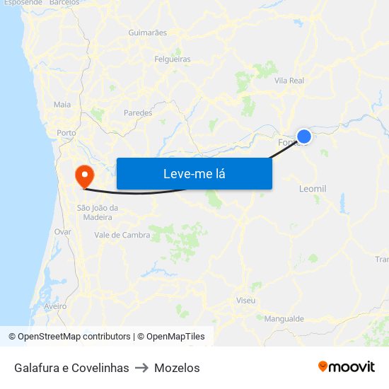 Galafura e Covelinhas to Mozelos map