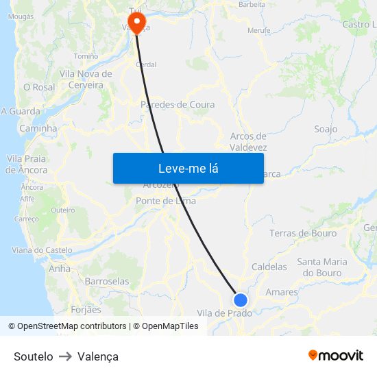 Soutelo to Valença map