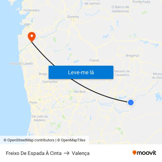 Freixo De Espada À Cinta to Valença map