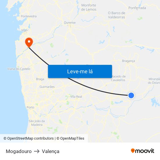 Mogadouro to Valença map