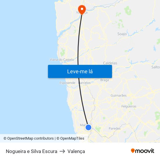 Nogueira e Silva Escura to Valença map