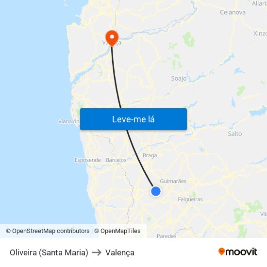 Oliveira (Santa Maria) to Valença map