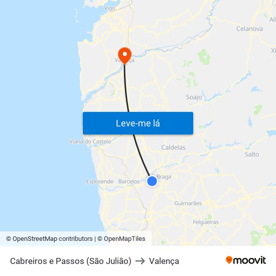 Cabreiros e Passos (São Julião) to Valença map