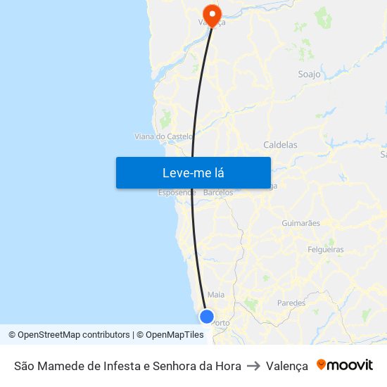 São Mamede de Infesta e Senhora da Hora to Valença map