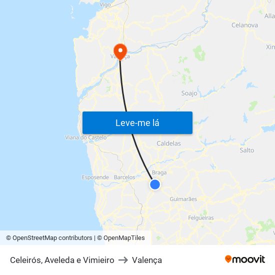 Celeirós, Aveleda e Vimieiro to Valença map