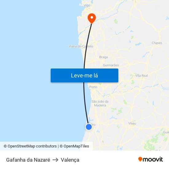 Gafanha da Nazaré to Valença map