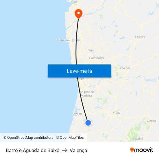 Barrô e Aguada de Baixo to Valença map