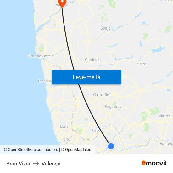 Bem Viver to Valença map