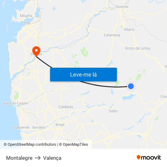 Montalegre to Valença map