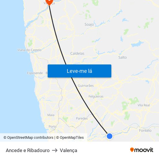 Ancede e Ribadouro to Valença map