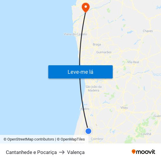 Cantanhede e Pocariça to Valença map